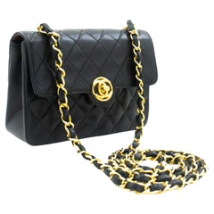 CHANEL Mini Small Chain Shoulder Crossbody Bag Black Flap Quilted