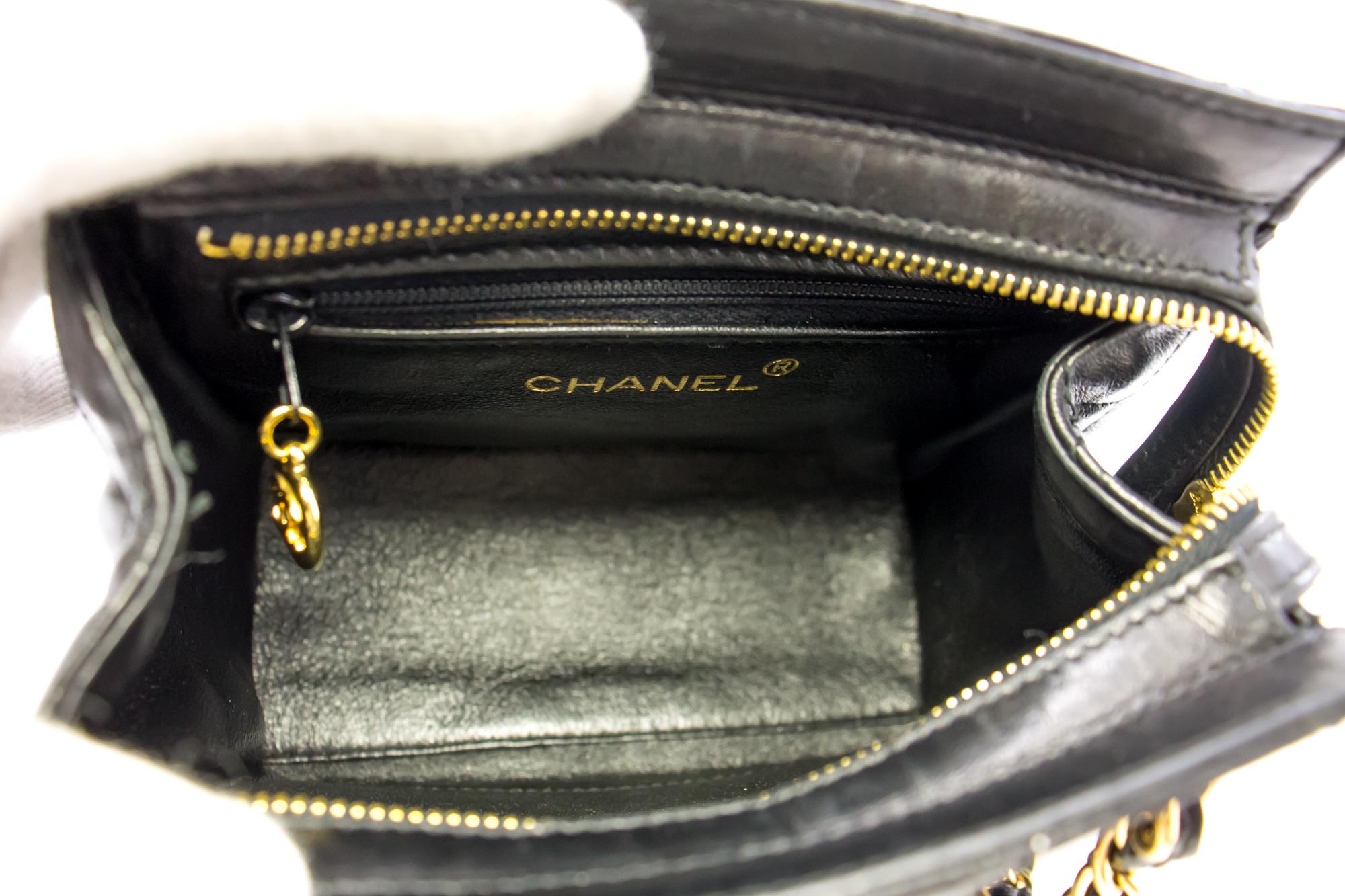 CHANEL Mini Small Double Chain Shoulder Bag Black Quilted Lambskin 6