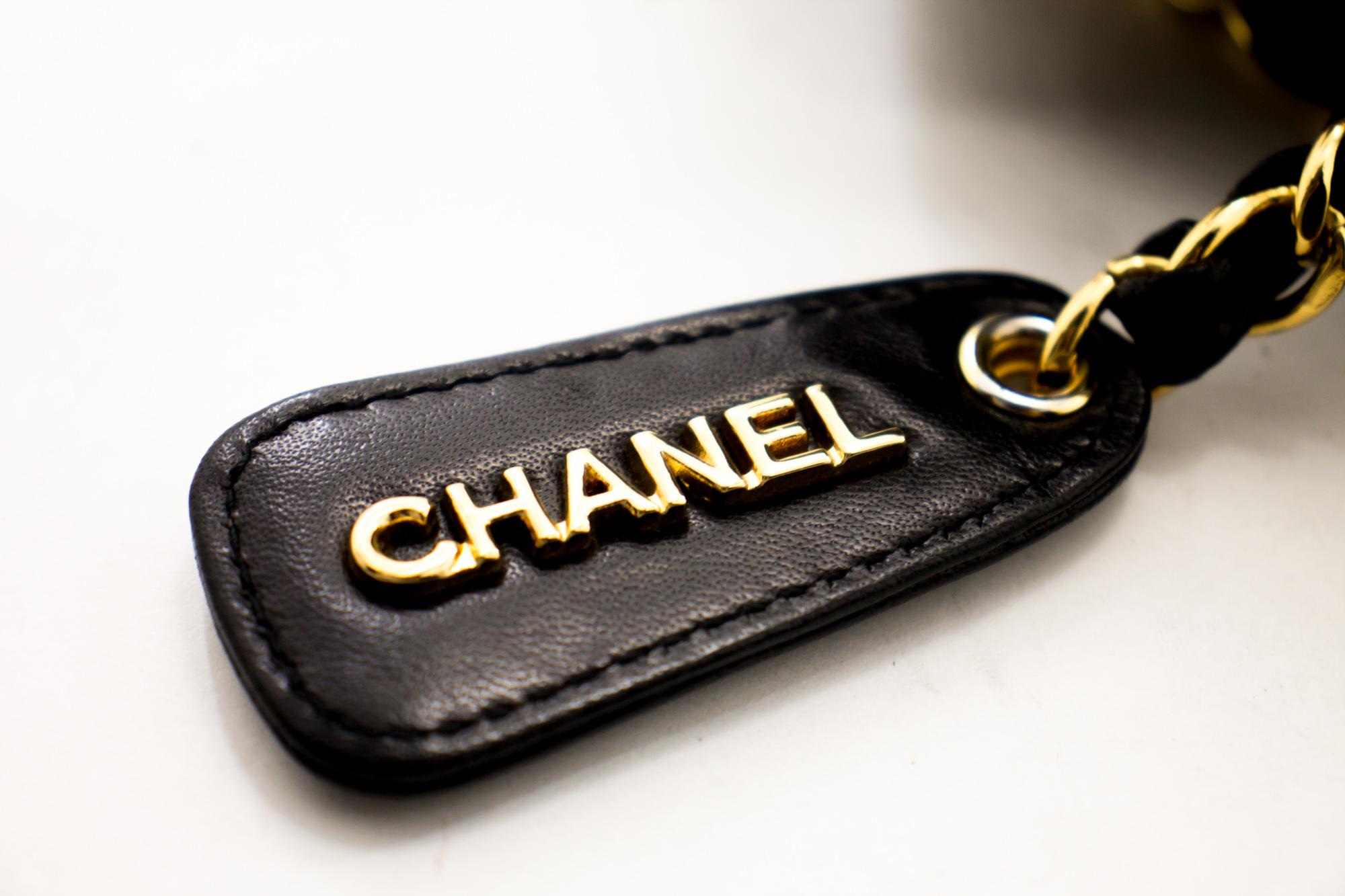 CHANEL Mini Small Double Chain Shoulder Bag Black Quilted Lambskin 3