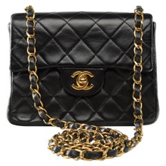 Chanel Mini Square 7 Black Lambskin Vintage