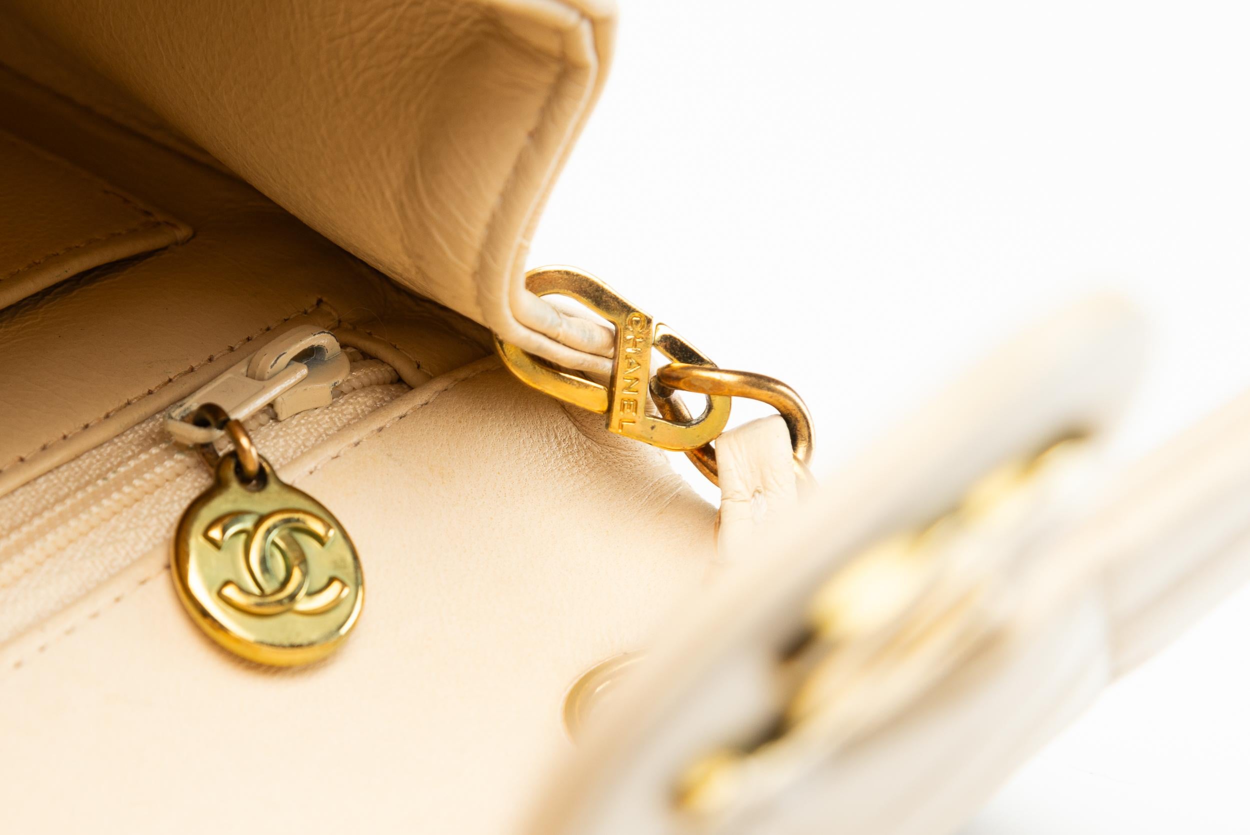 Chanel Mini Square Beige Clair Lambskin Vintage Flap Bag 6