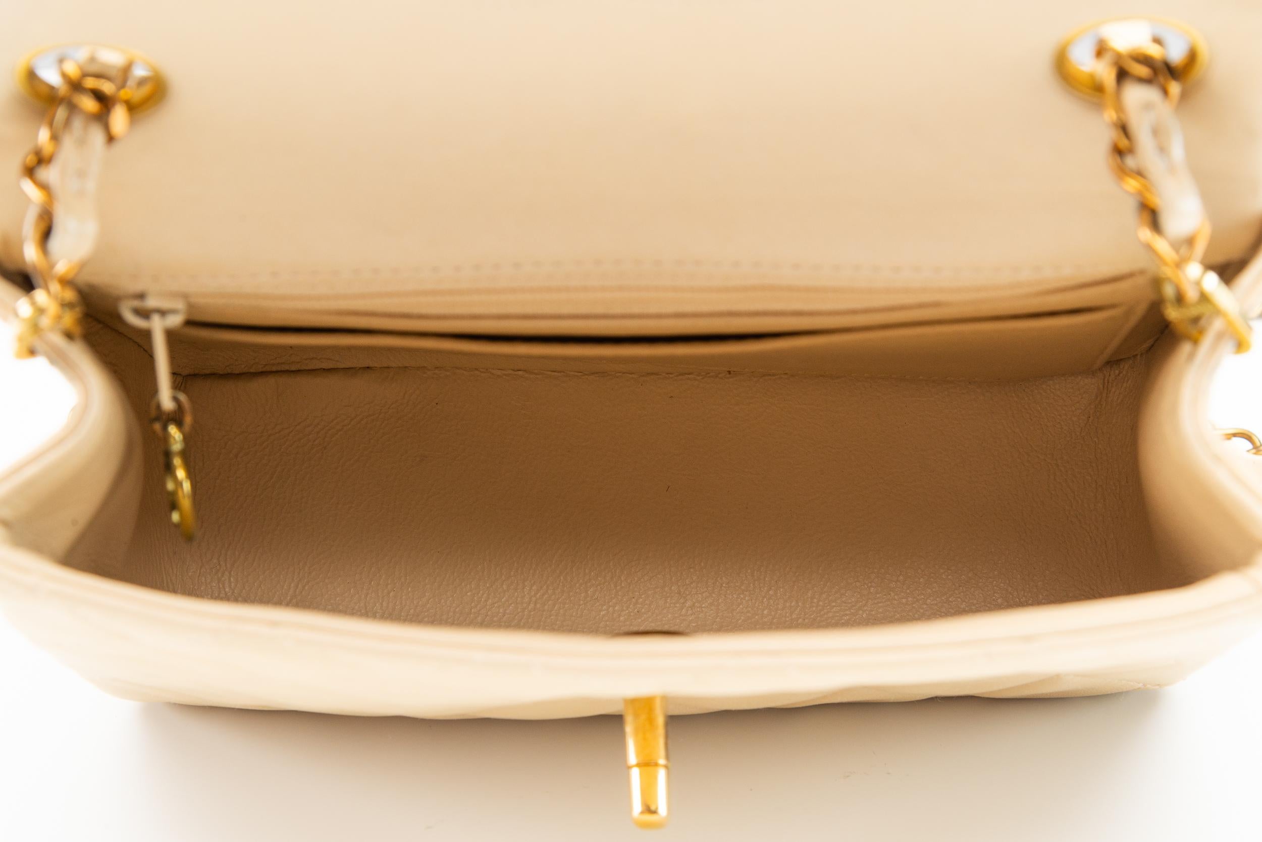 Chanel Mini Square Beige Clair Lambskin Vintage Flap Bag 7
