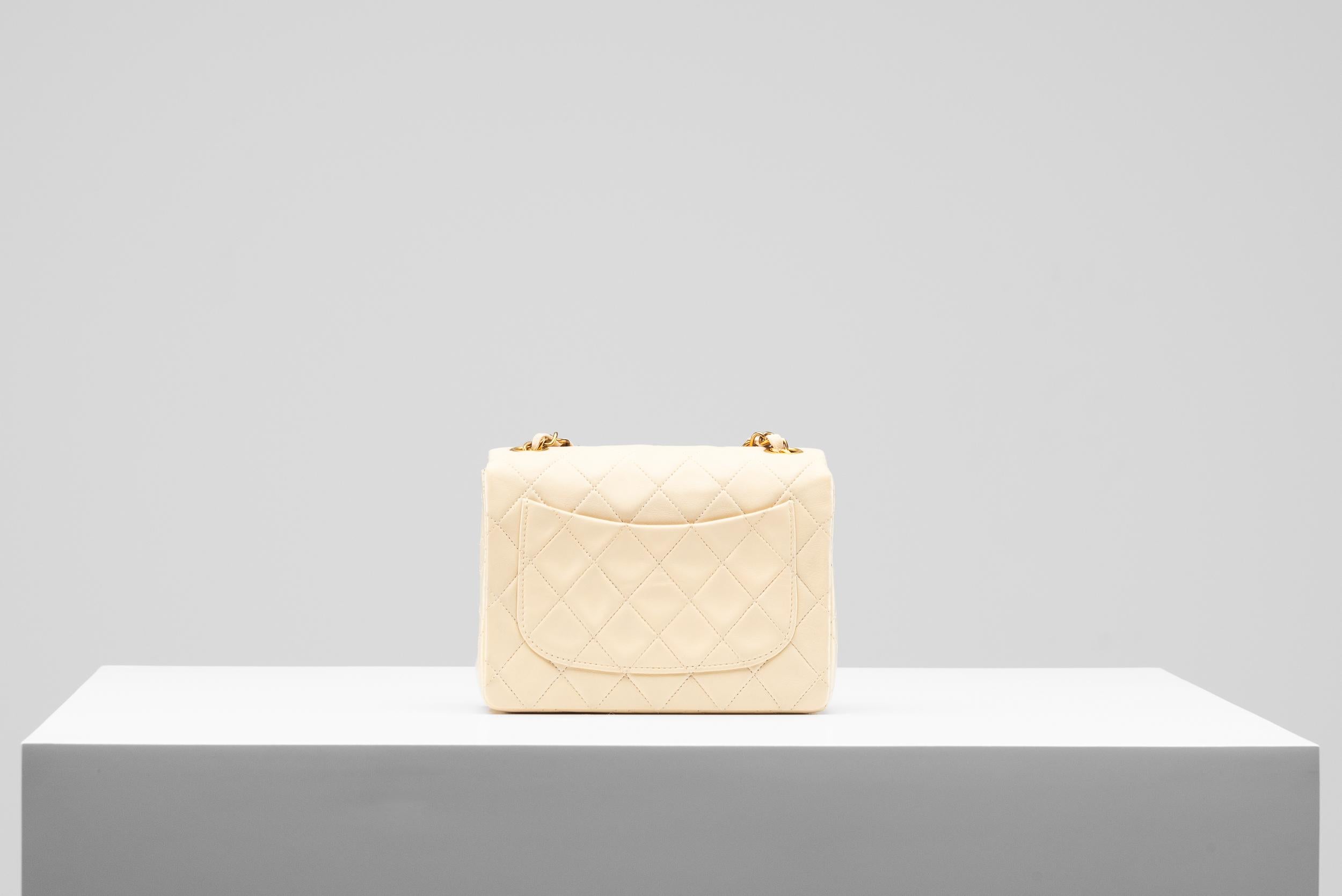 Chanel Mini Square Beige Clair Lambskin Vintage Flap Bag 1