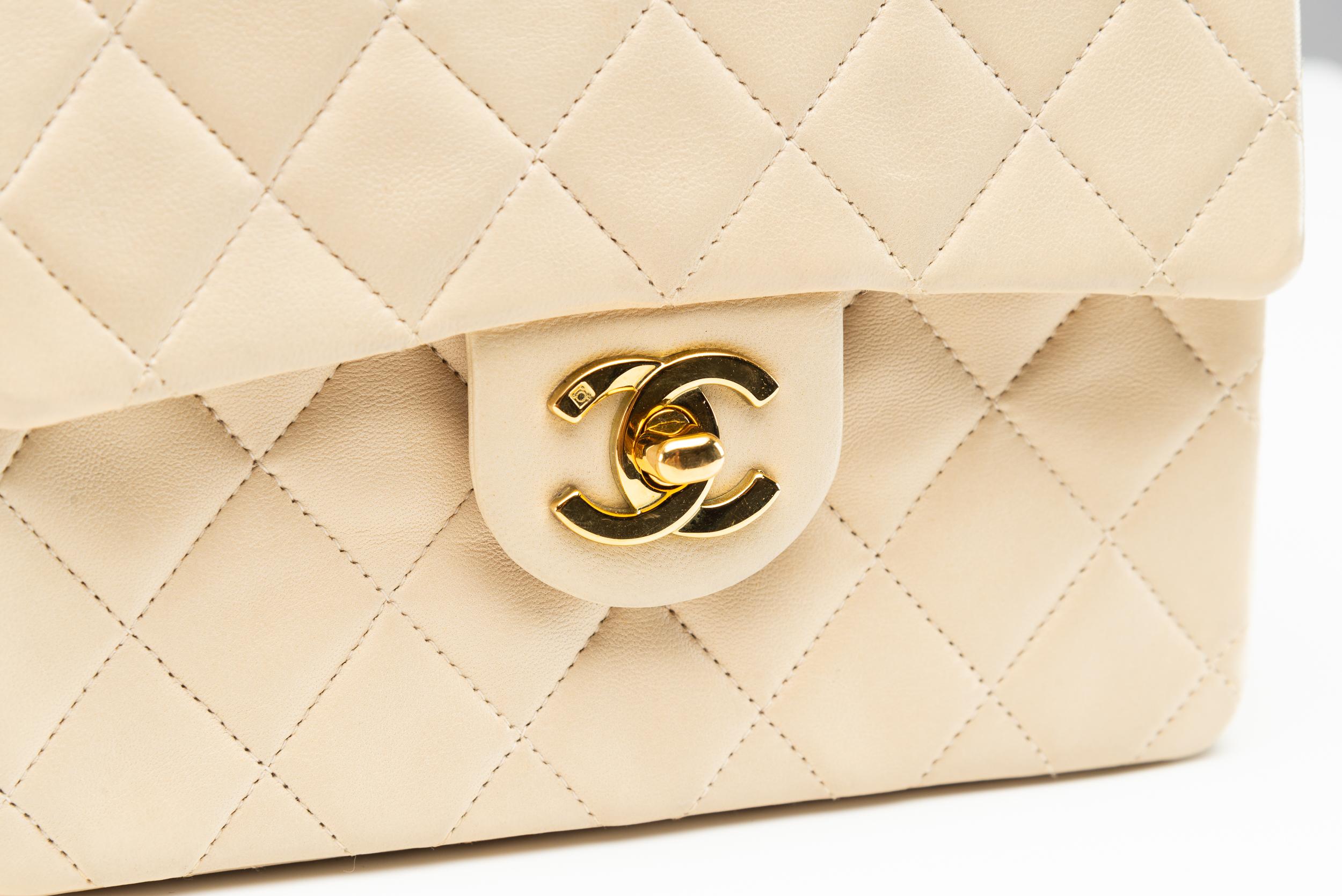 Chanel Mini Square Beige Clair Lambskin Vintage Flap Bag 3