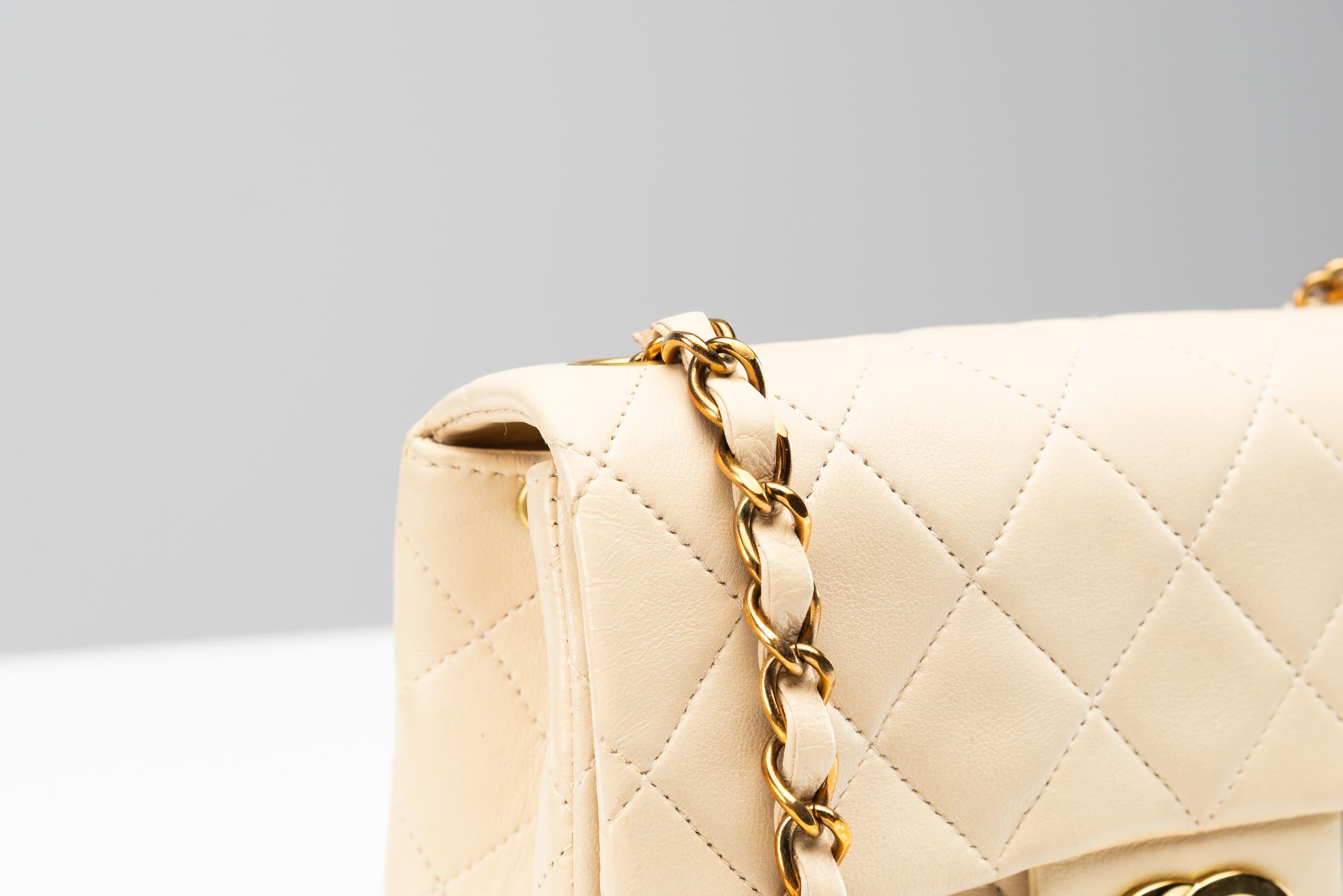 Chanel Mini Square Beige Clair Lambskin Vintage Flap Bag 4
