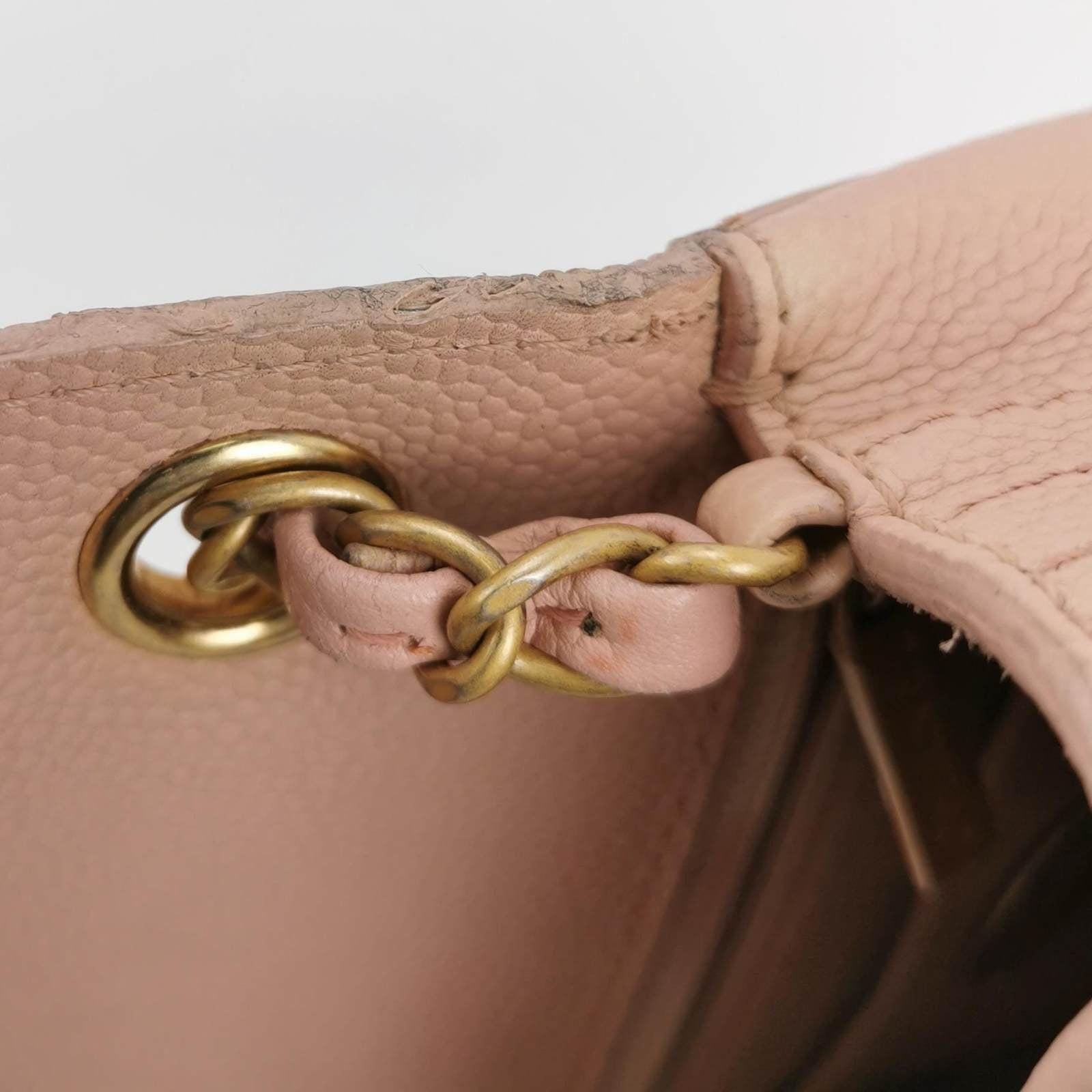 Chanel Mini Square Classic Flap Pink Caviar Leather with Gold-tone Hardware For Sale 9