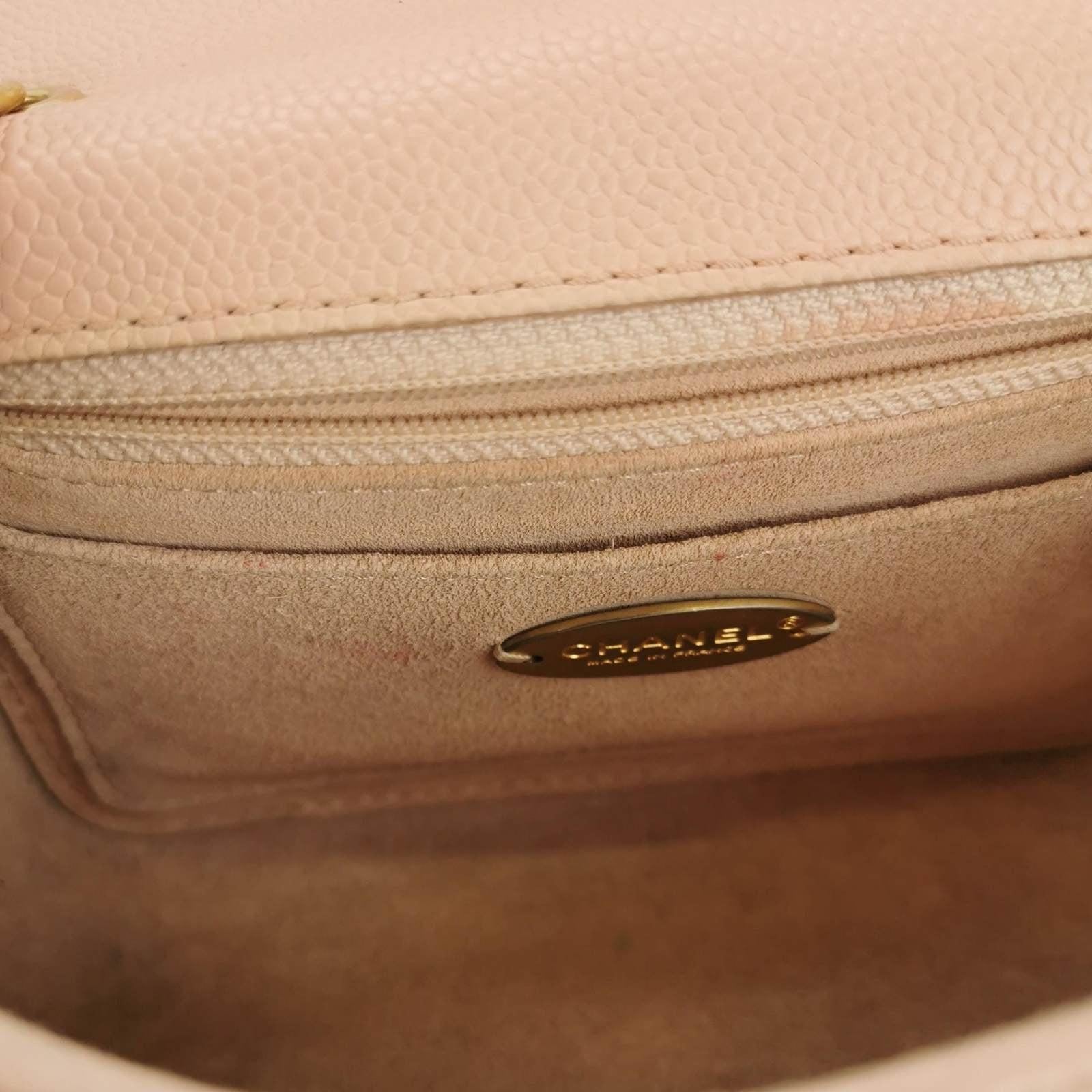 Chanel Mini Square Classic Flap Pink Caviar Leather with Gold-tone Hardware For Sale 10