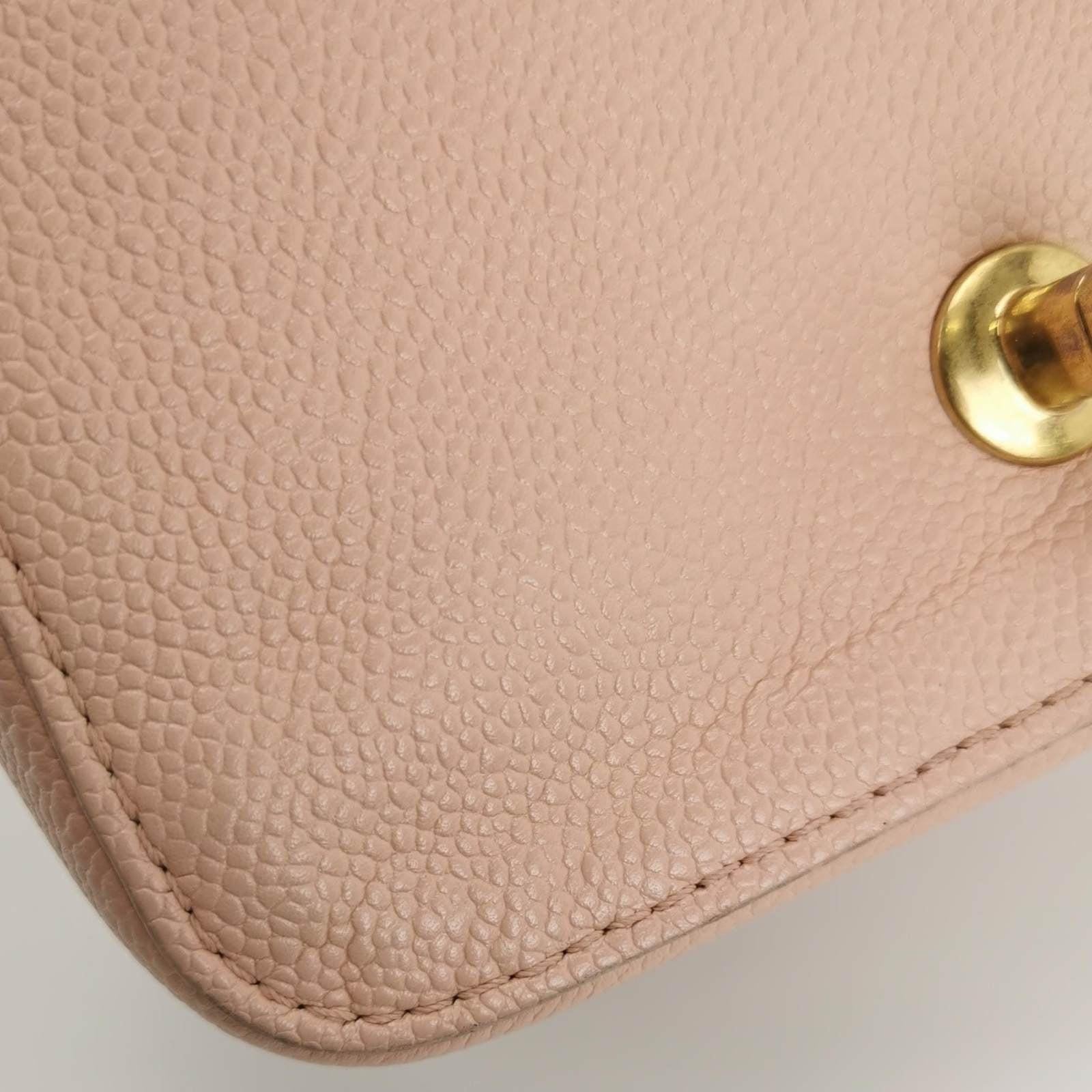 Chanel Mini Square Classic Flap Pink Caviar Leather with Gold-tone Hardware For Sale 2