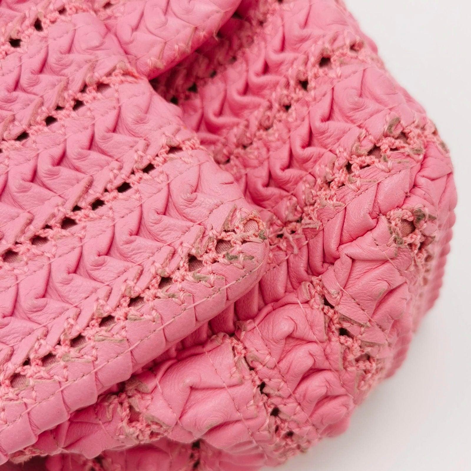 Chanel Mini Square Classic Flap Pink CC Paris Seoul Crochet Leather 6