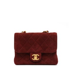 Chanel Mini Square Flap Red Velvet w/Gold Hardware