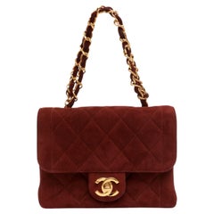 Chanel Mini Square Flap Red Velvet w/Gold Hardware
