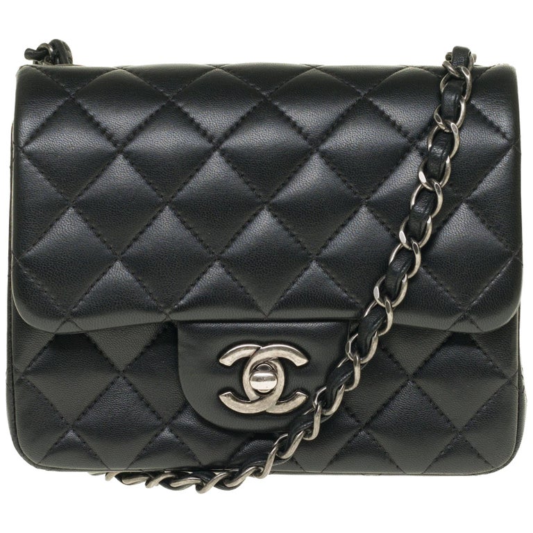 CHANEL Lambskin Quilted Mini Square Flap Black 1309757