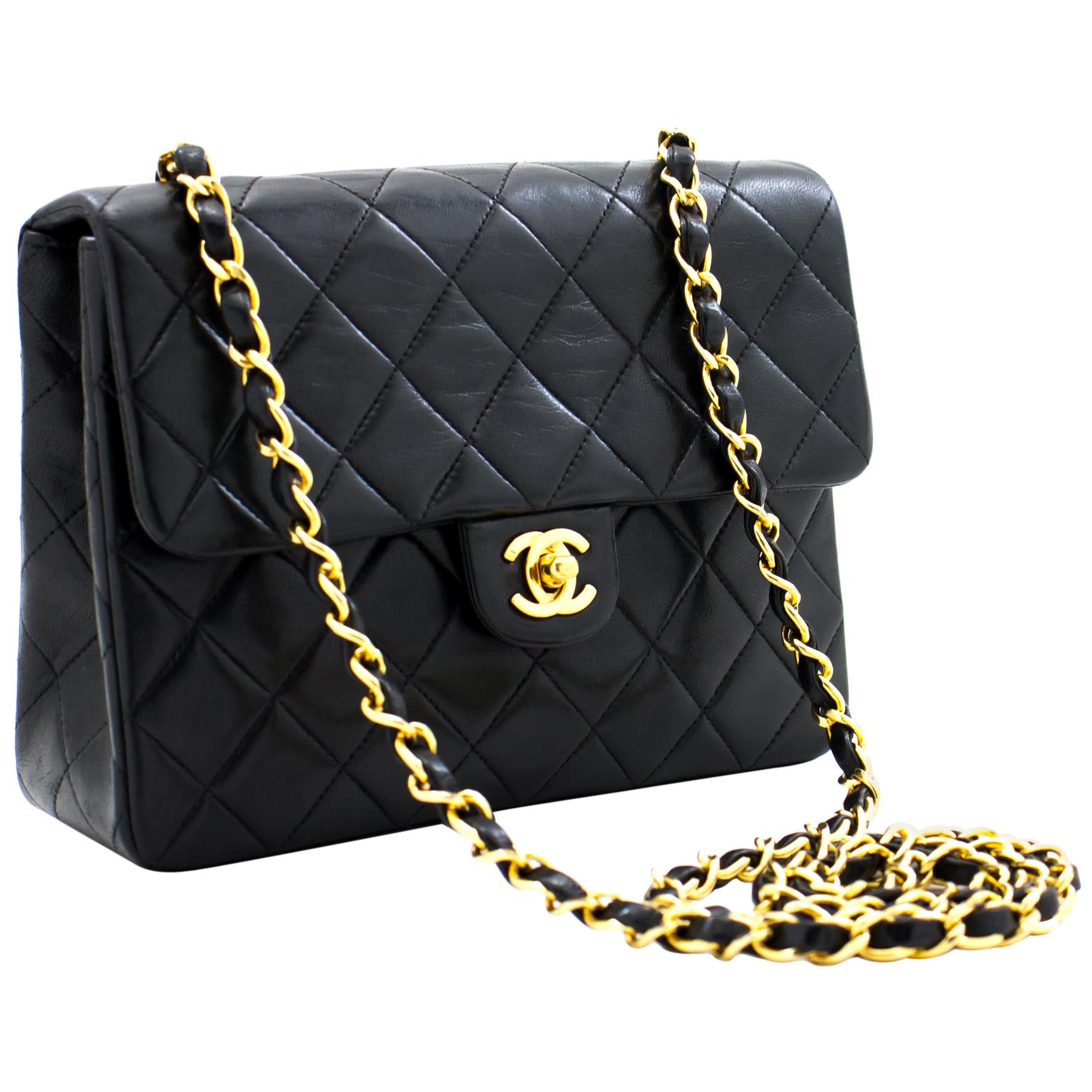 CHANEL Mini Square Small Chain Shoulder Crossbody Bag Black For Sale at ...