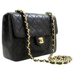CHANEL Mini Bolso Cuadrado Pequeña Cadena Crossbody Hombro Cordero Negro