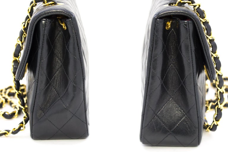 CHANEL Mini Square Small Chain Shoulder Crossbody Bag Black Lamb