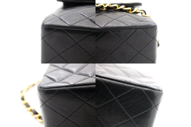 CHANEL Mini Square Small Chain Shoulder Crossbody Bag Black Lamb