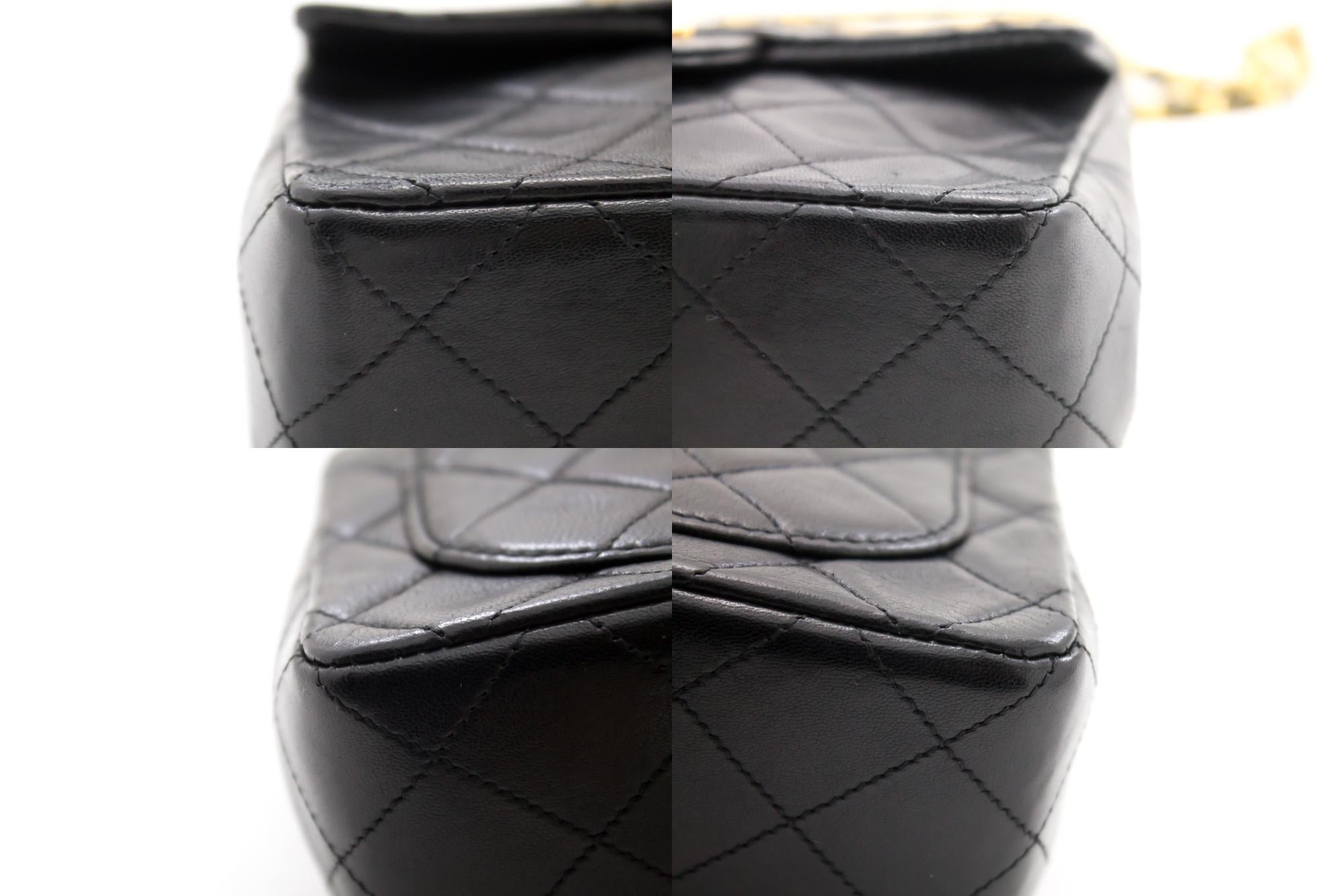 CHANEL Mini Square Small Chain Shoulder Crossbody Bag Black Leather 2