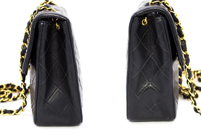 CHANEL Mini Square Small Chain Shoulder Crossbody Bag Black Purse For