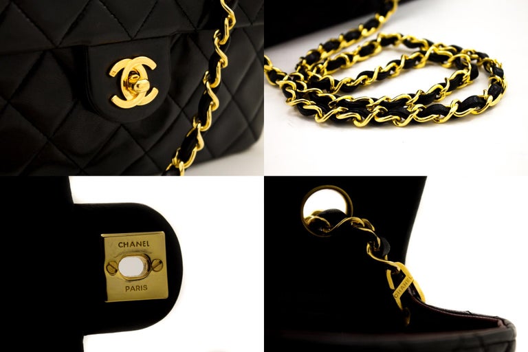 CHANEL Mini Square Small Chain Shoulder Crossbody Bag Black Purse