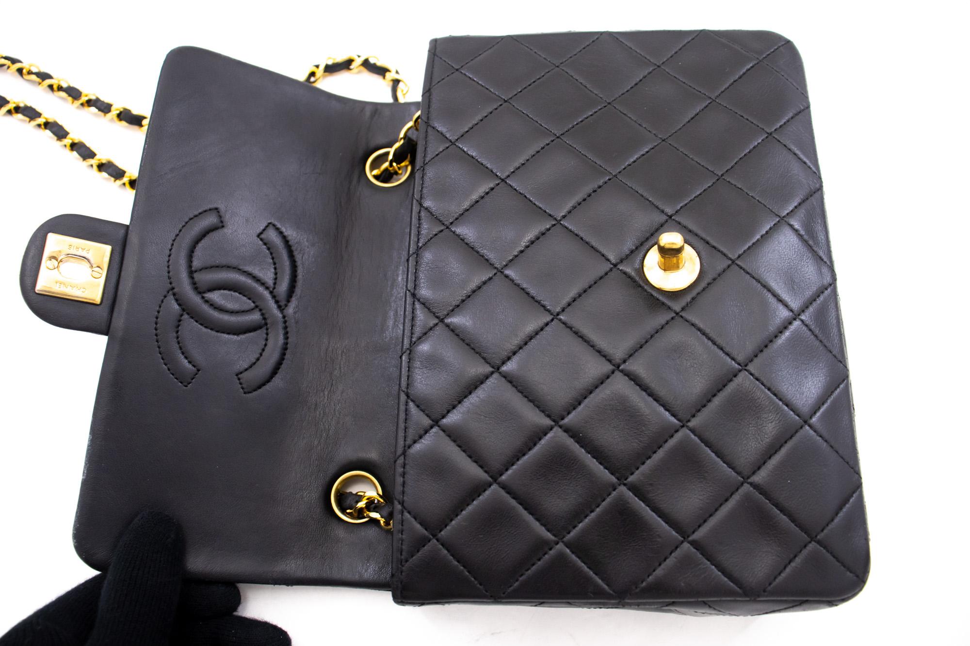 CHANEL Mini Square Small Chain Shoulder Crossbody Bag Black Quilt For Sale 5