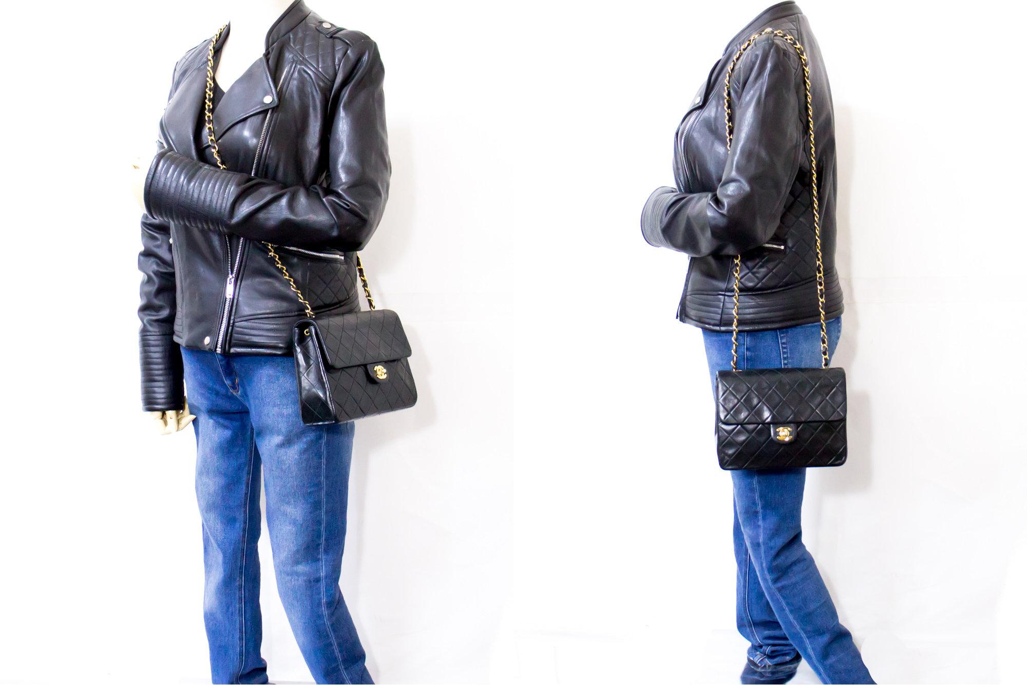 CHANEL Mini Square Small Chain Shoulder Crossbody Bag Black Quilt For Sale 4
