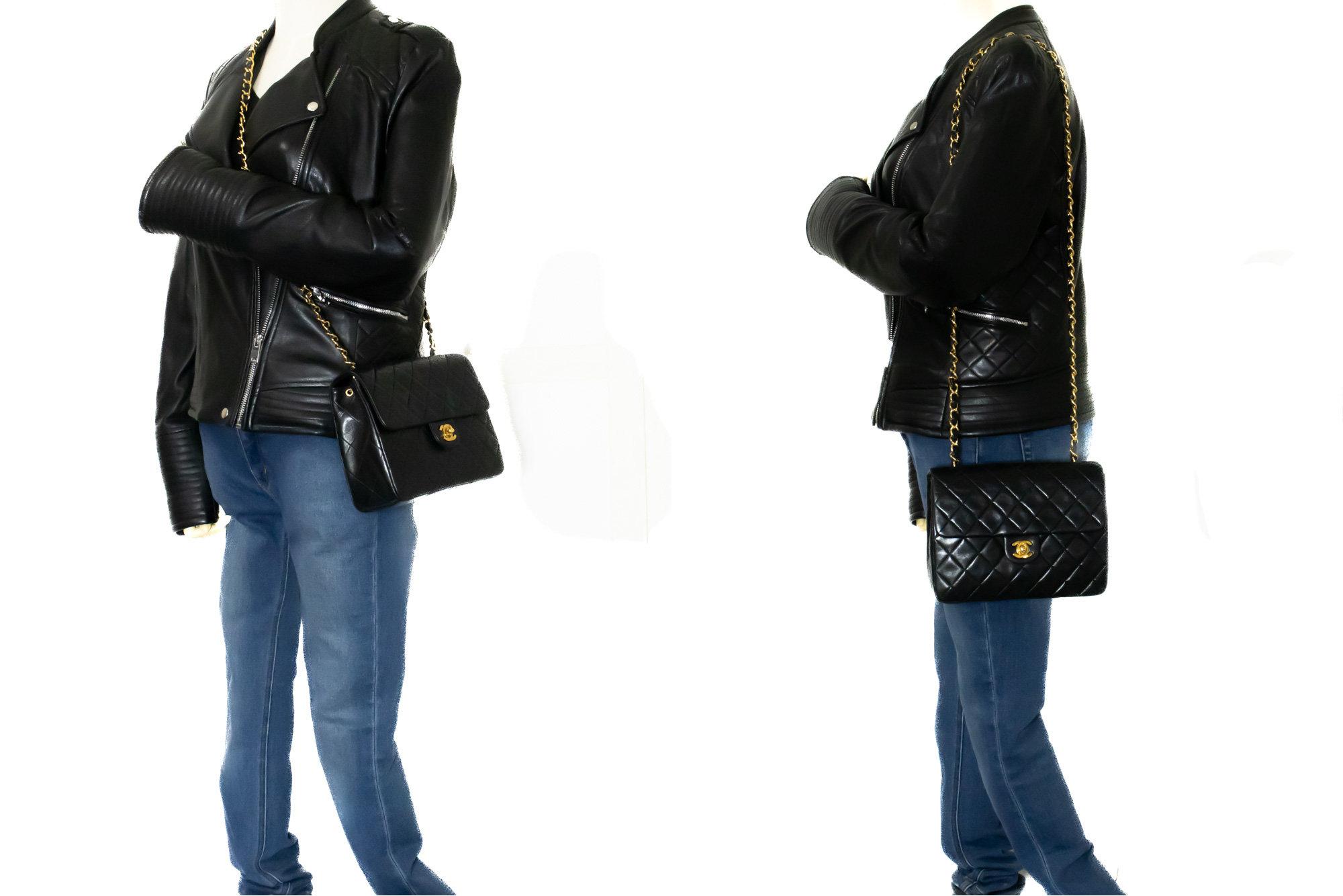 CHANEL Mini Square Small Chain Shoulder Crossbody Bag Black Quilt 7