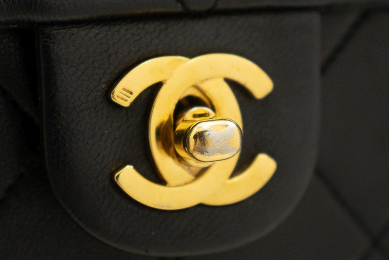 CHANEL Mini Square Small Chain Shoulder Crossbody Bag Black Quilt at