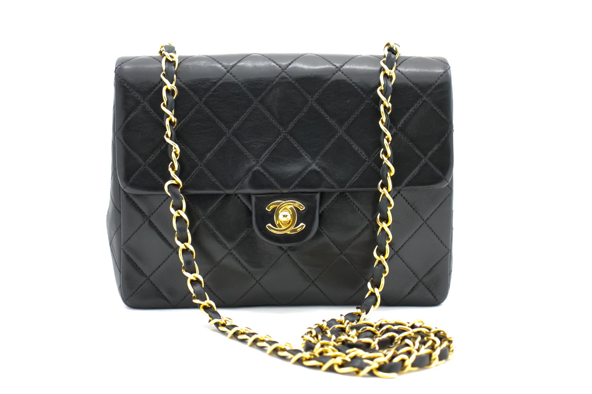 An authentic CHANEL Mini Square Small Chain Shoulder Bag Crossbody Black Quilt. The color is Black. The outside material is Leather. The pattern is Solid. This item is Vintage / Classic. The year of manufacture would be 1994-1996.
Conditions &