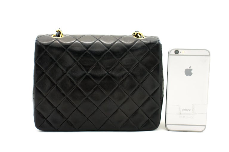 CHANEL Mini Square Small Chain Shoulder Crossbody Bag Black Quilt at