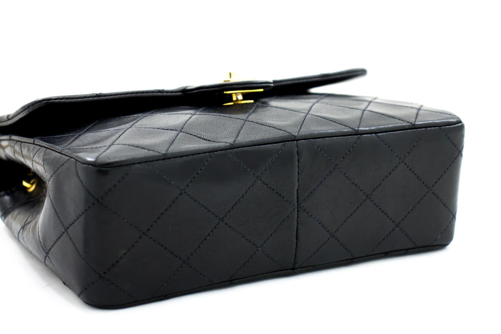 De las mujeres CHANEL Mini Cuadrado Pequeño Hombro Cadena Crossbody Bolso Acolchado Negro