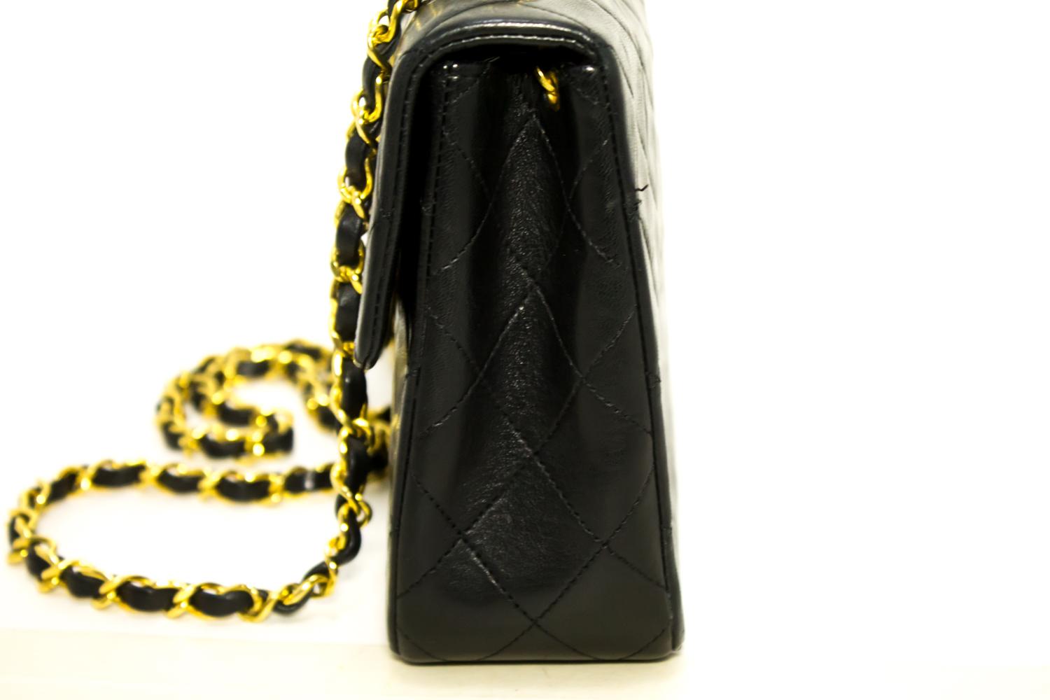 Women's CHANEL Mini Square Small Chain Shoulder Crossbody Bag Black Quilt