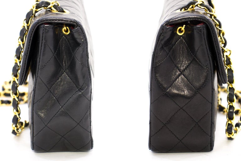 CHANEL Small Chain Shoulder Bag Clutch Black Quilted Flap Lambskin d22 –  hannari-shop