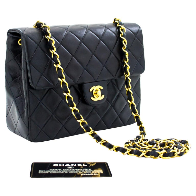 CHANEL Mini Square Small Chain Shoulder Crossbody Bag Black Quilt For