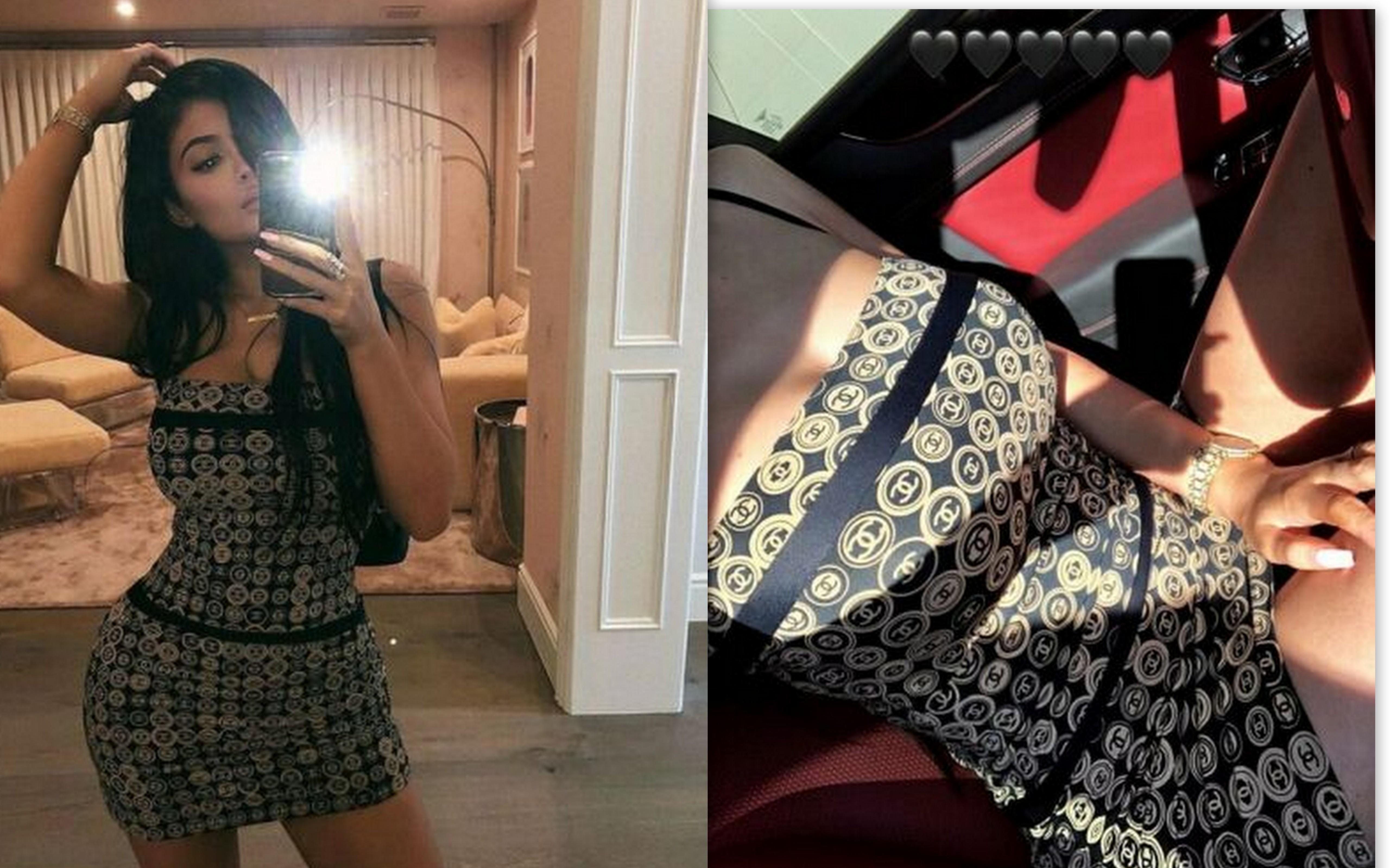 Black Chanel Mini Stretch Body Skin Tight Dress Size 34 Seen On Kylie Jenner