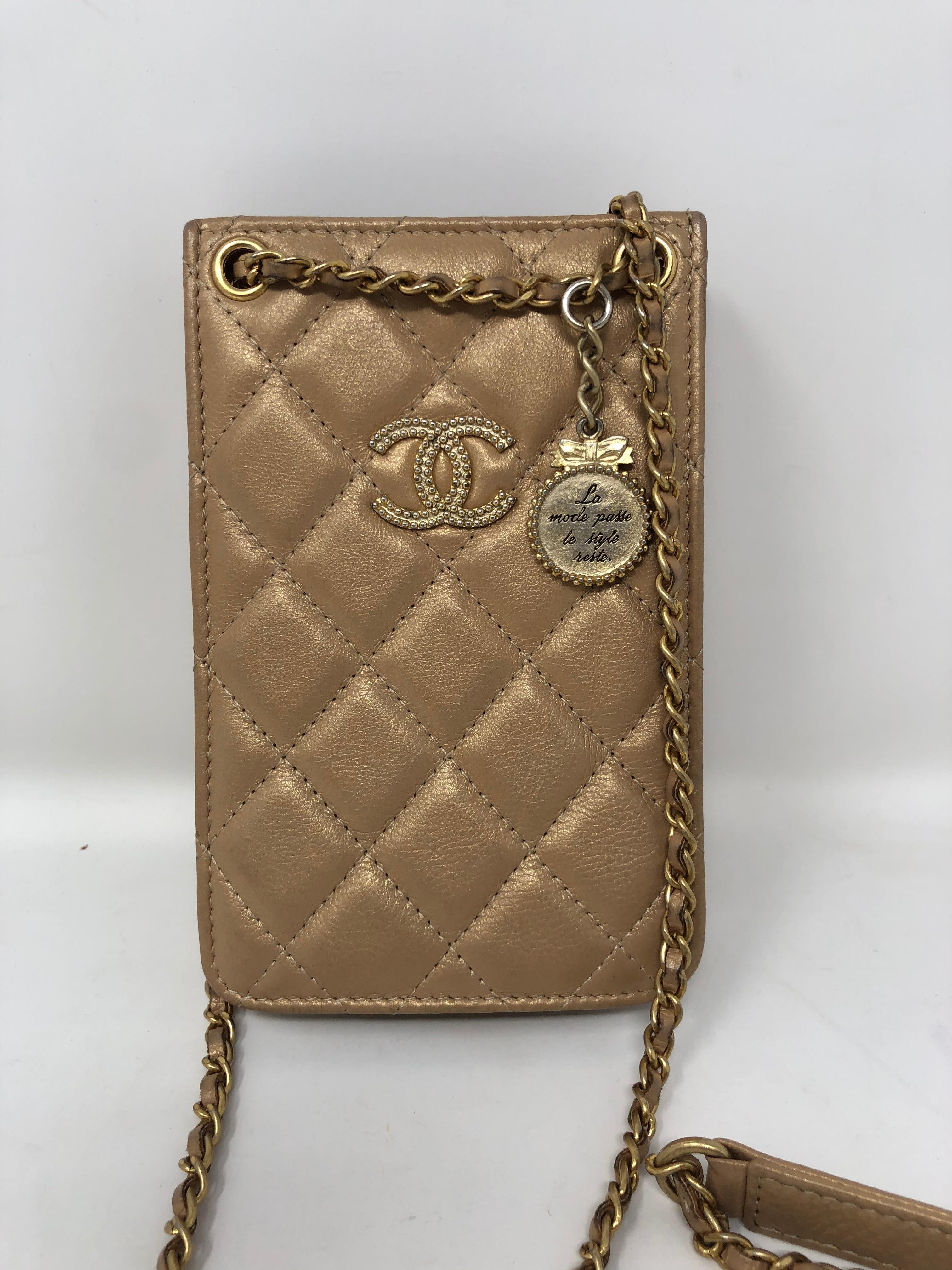 Chanel Mini Tan Camera/ Phone Crossbody Bag In Excellent Condition In Athens, GA