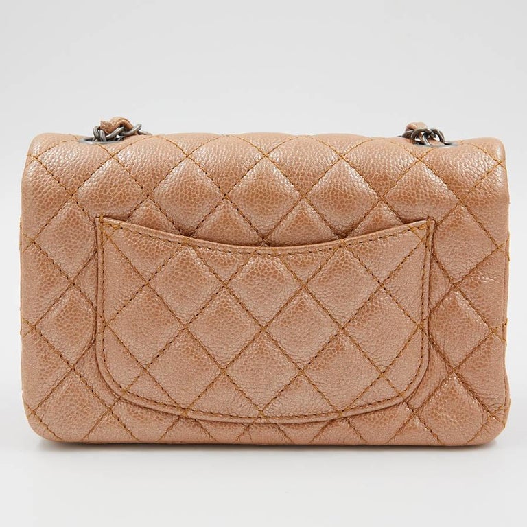 Women's CHANEL Mini Timeless Bag in Beige Caviar Leather For Sale