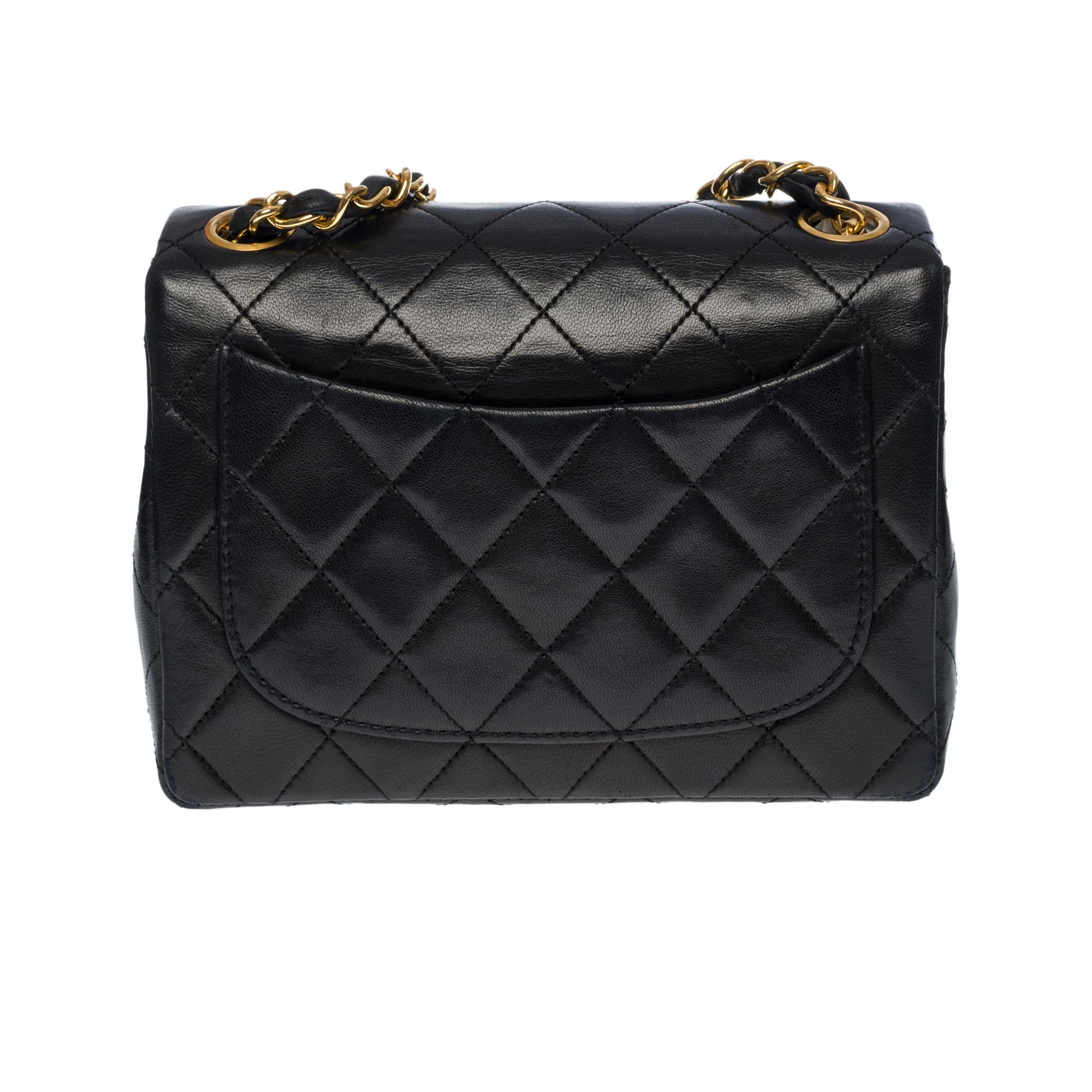 Black Chanel Mini Timeless flap shoulder bag in black quilted lambskin,  GHW