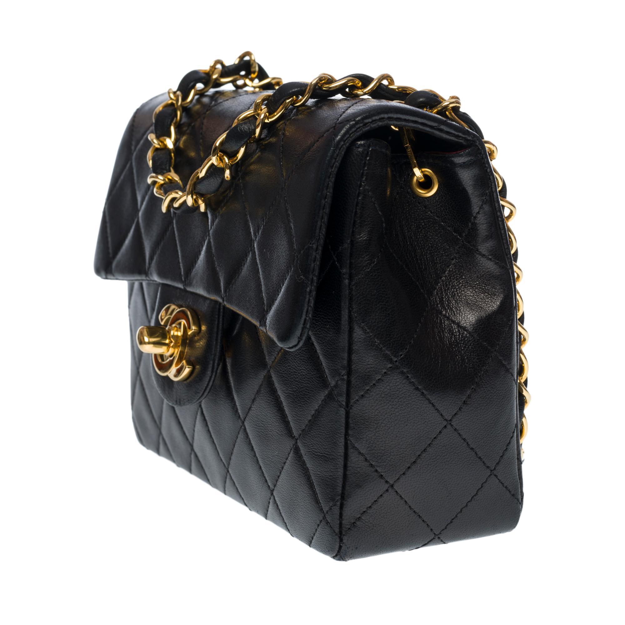 Chanel Mini Timeless flap shoulder bag in black quilted lambskin,  GHW In Excellent Condition In Paris, IDF
