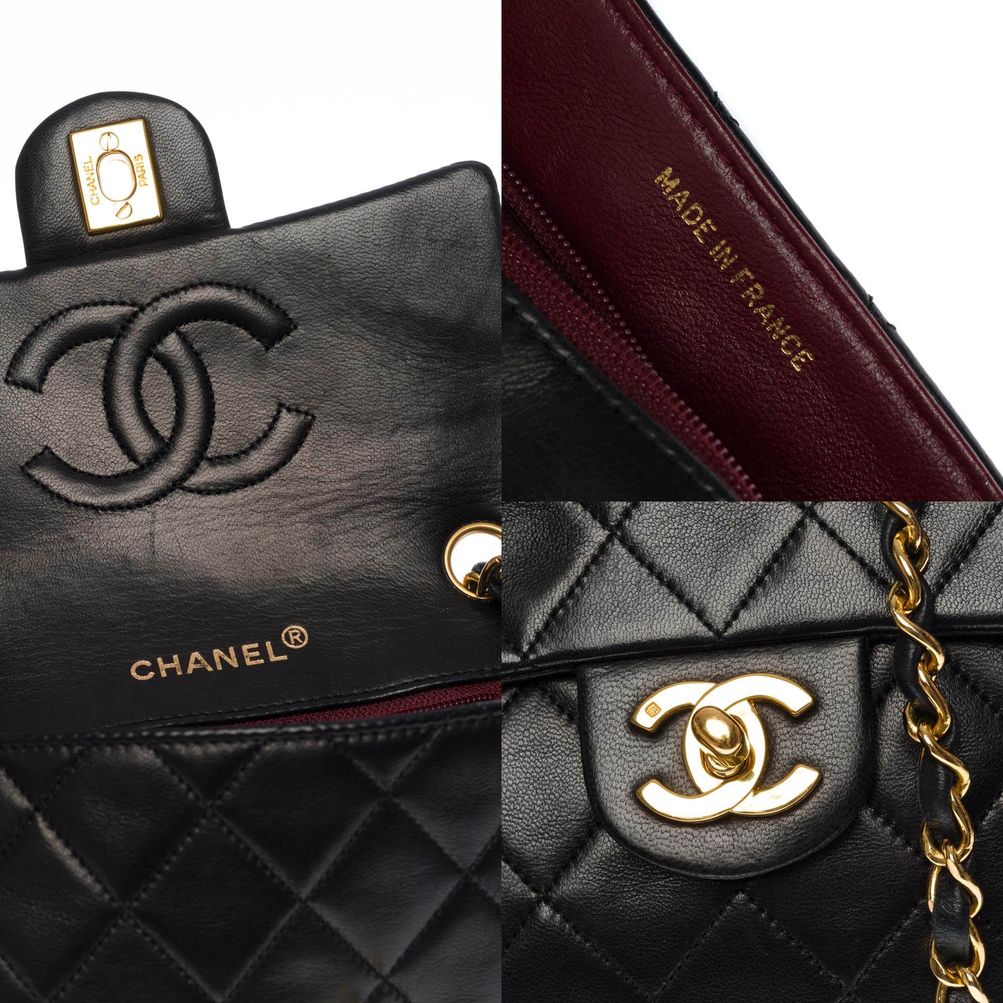 Chanel Mini Timeless flap shoulder bag in black quilted lambskin,  GHW 1