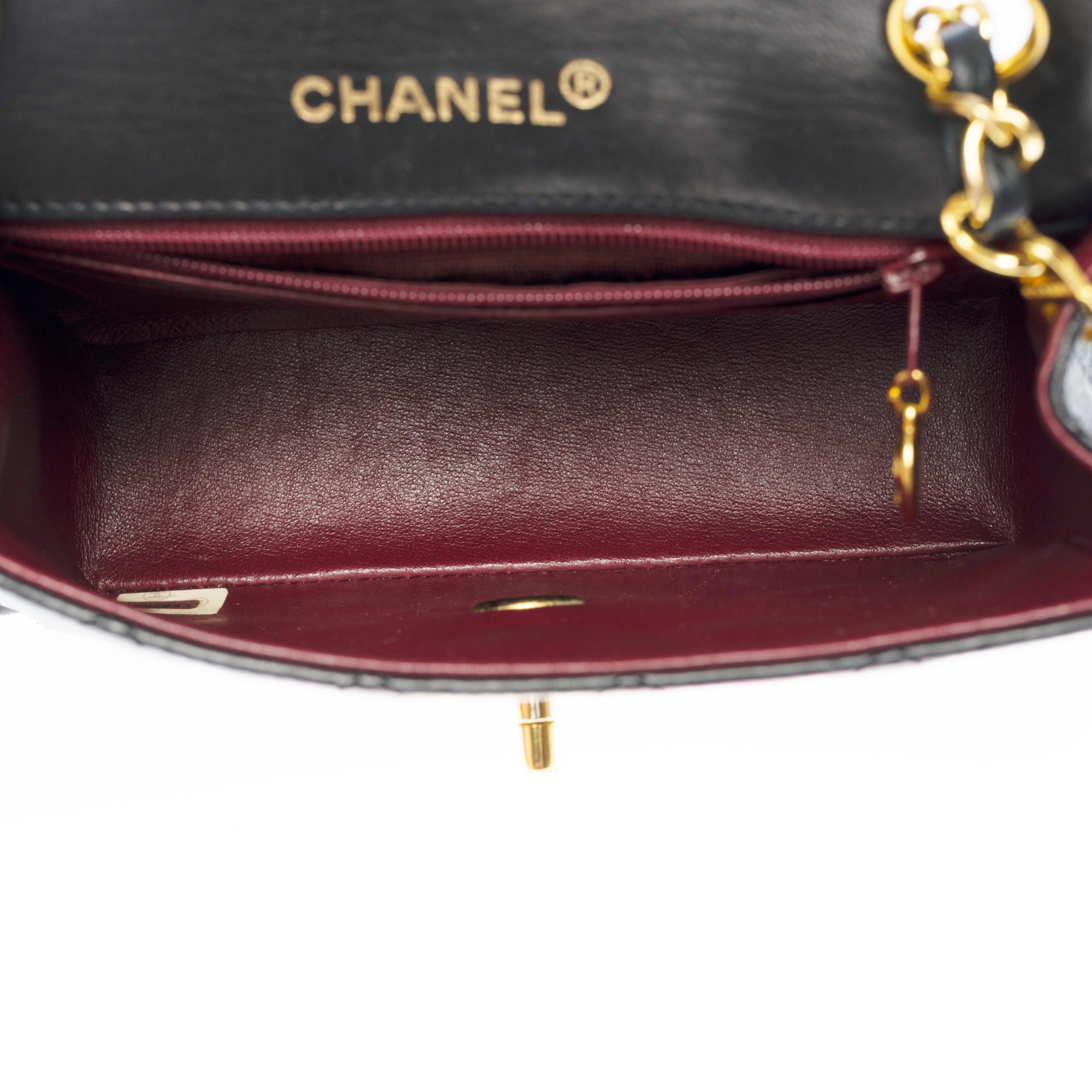 Chanel Mini Timeless flap shoulder bag in black quilted lambskin,  GHW 3