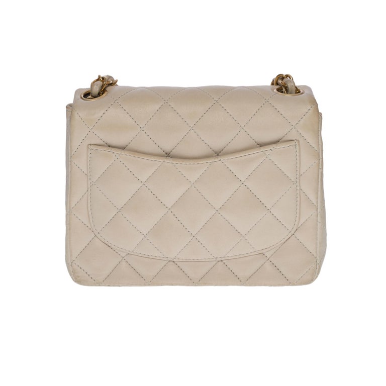 Chanel Mini Timeless flap shoulder bag in ecru quilted lambskin, GHW ...
