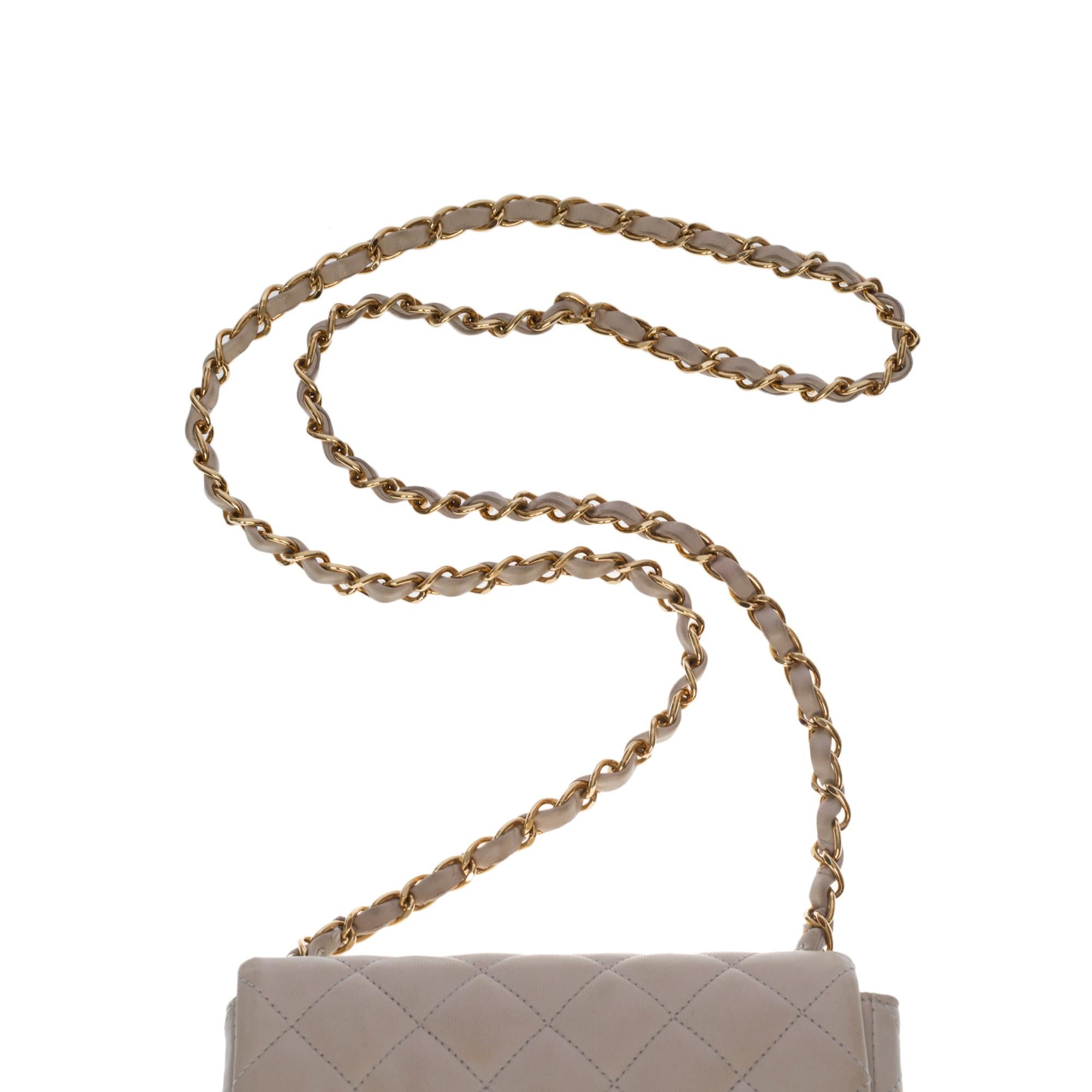 Women's Chanel Mini Timeless flap shoulder bag in ecru quilted lambskin,  GHW