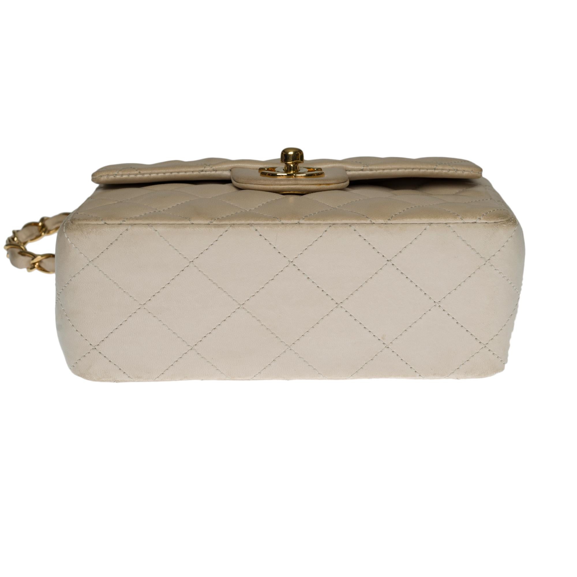 Chanel Mini Timeless flap shoulder bag in ecru quilted lambskin,  GHW 1