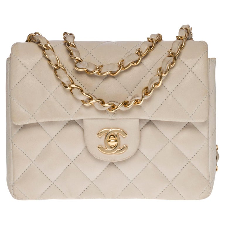 Chanel Mini Timeless flap shoulder bag in ecru quilted lambskin, GHW at  1stDibs