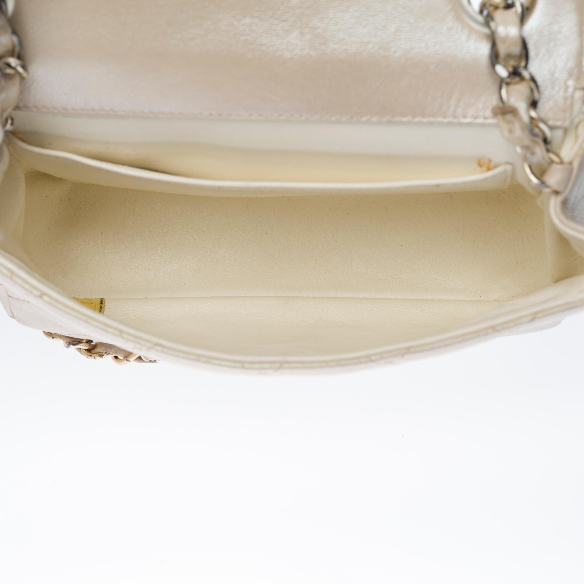 Chanel Mini Timeless flap shoulder bag in metallic mother-of-pearl leather, GHW 2