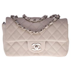 Chanel Mini Timeless Umhängetasche aus grauem:: gestepptem Kaviarleder:: SHW
