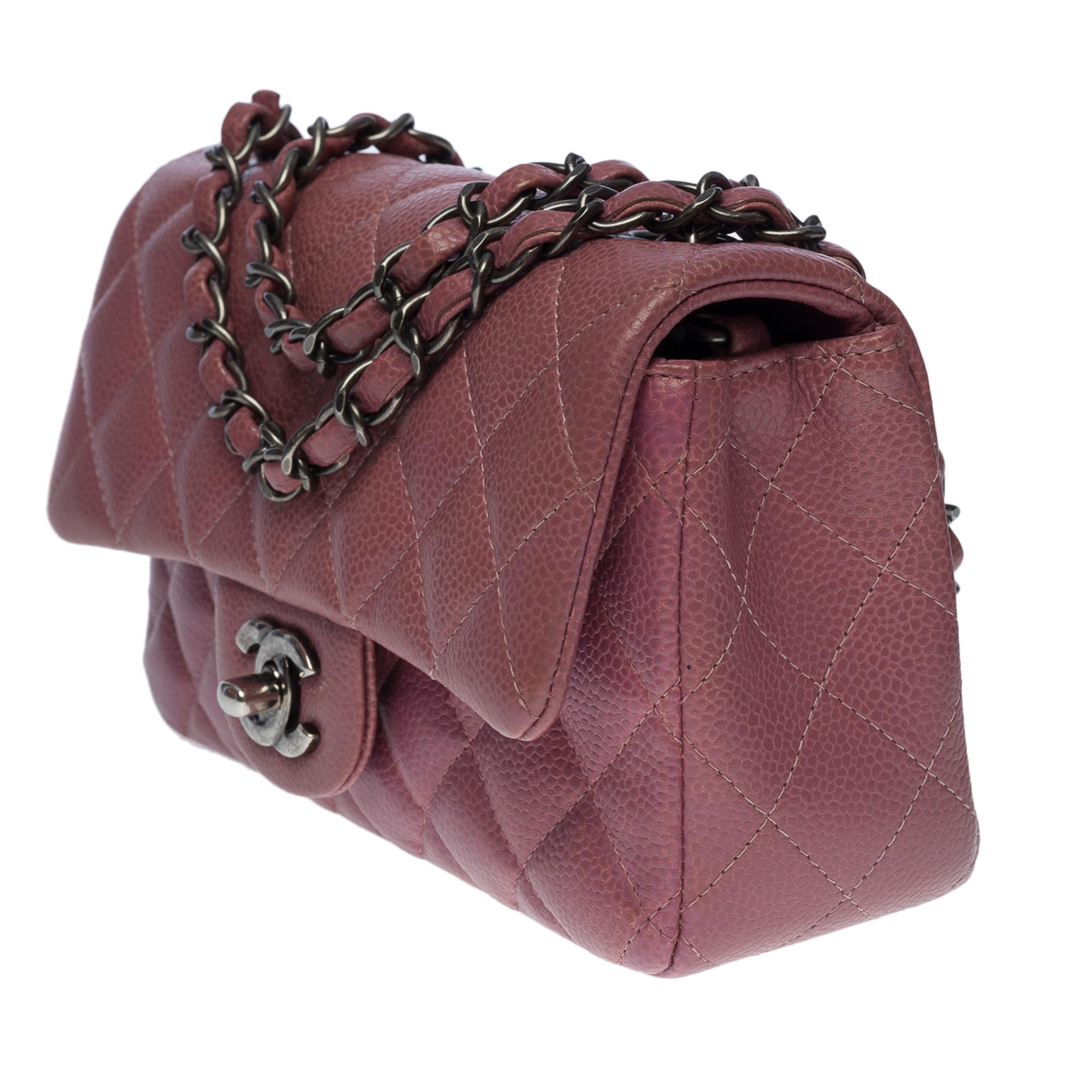 Brown Chanel Mini Timeless Shoulder bag in Pink caviar quilted leather, SHW