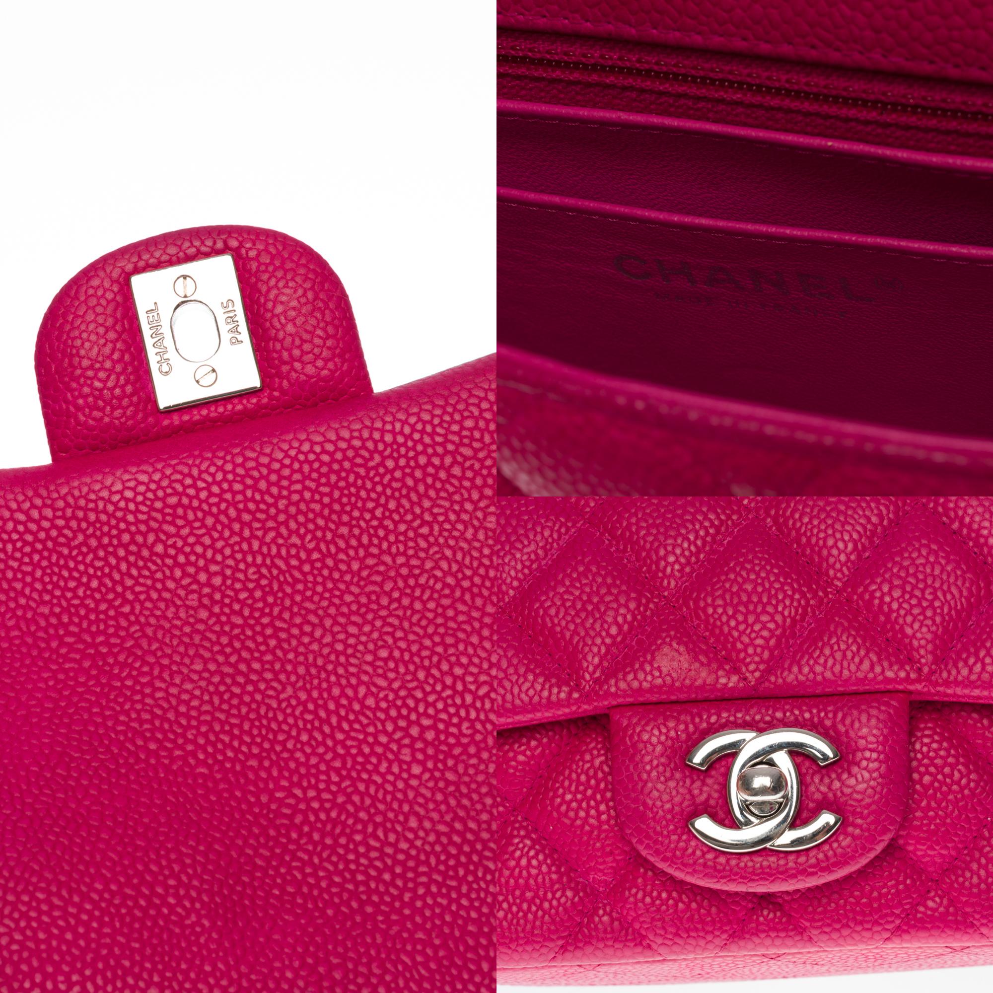 Chanel Mini Timeless Shoulder bag in Pink caviar quilted leather, SHW In Excellent Condition In Paris, IDF