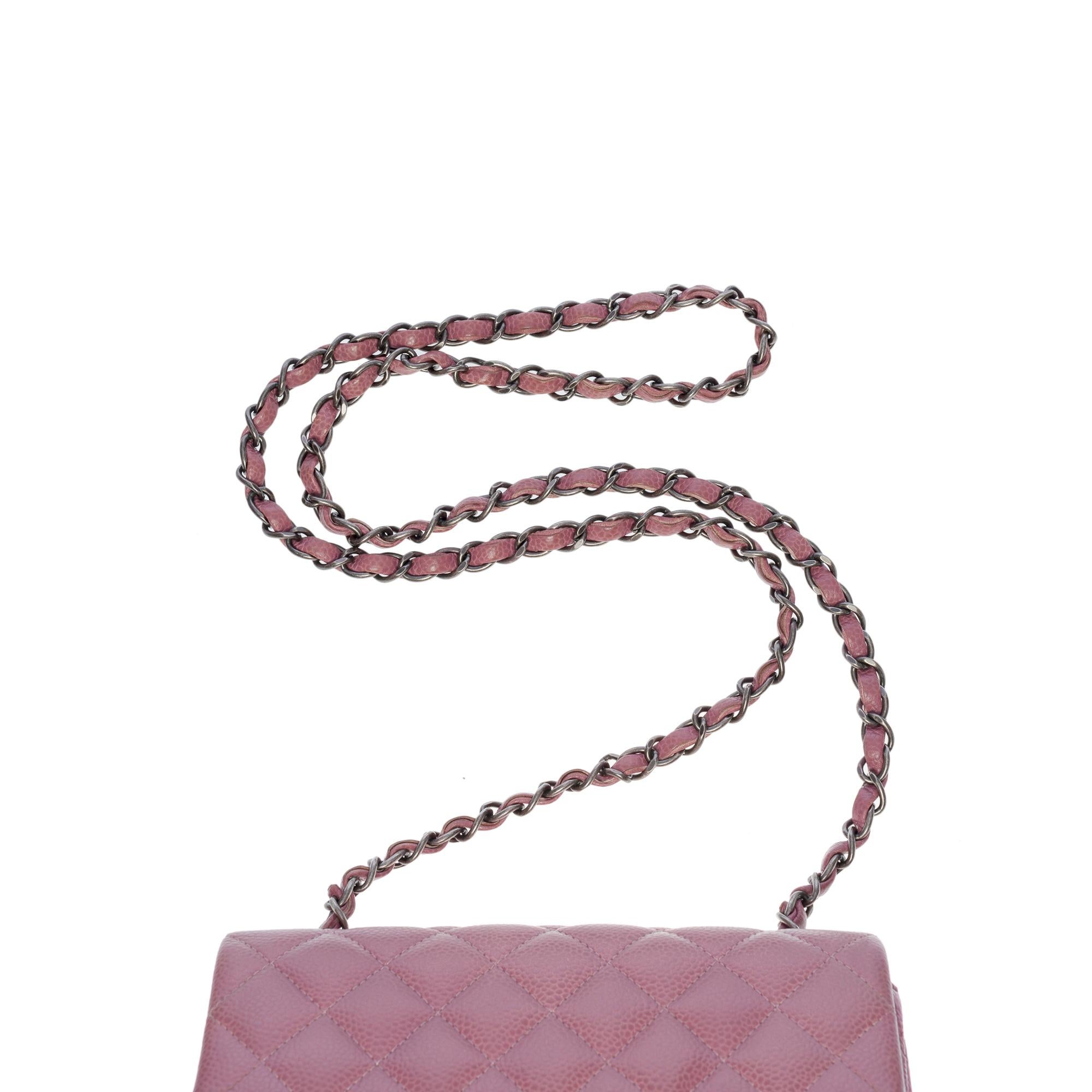 Chanel Mini Timeless Shoulder bag in Pink caviar quilted leather, SHW 3