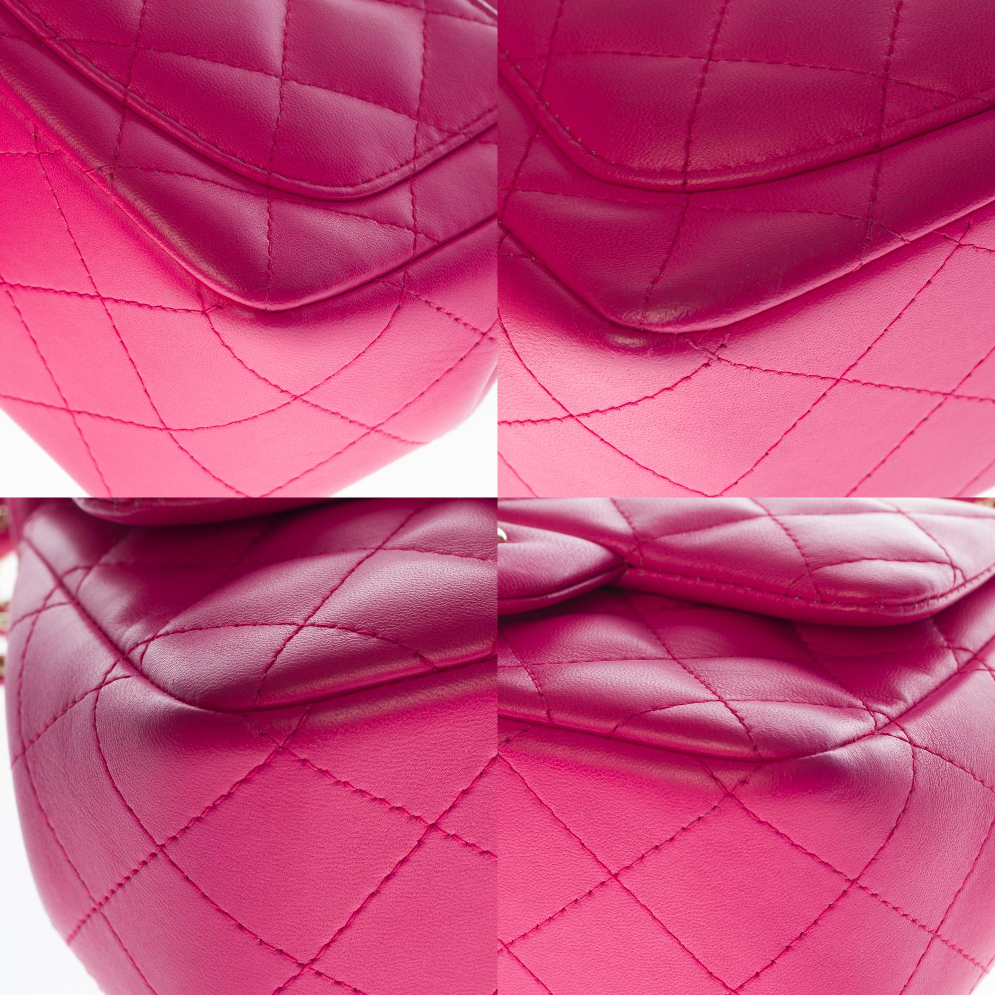 Chanel Mini Timeless Shoulder bag in Pink quilted leather and silver hardware 3